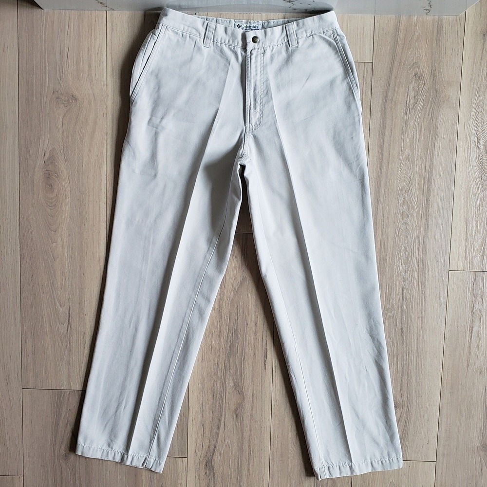 Columbia Canvas Pants Mens 32 Beige Cotton Utility Hiking Outdoor Trail Trousers